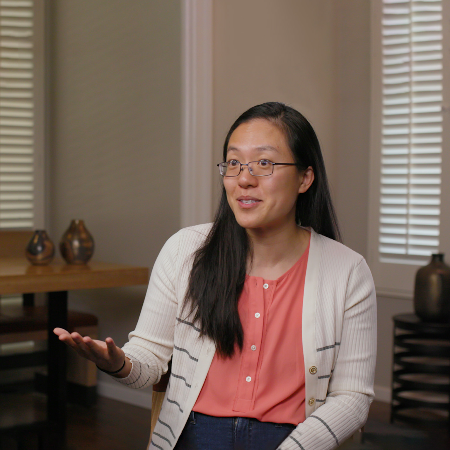 Image of Emily Shao being interviewed.