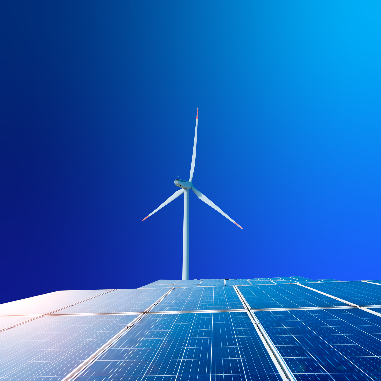 Solar energy and wind power stations - stock photo